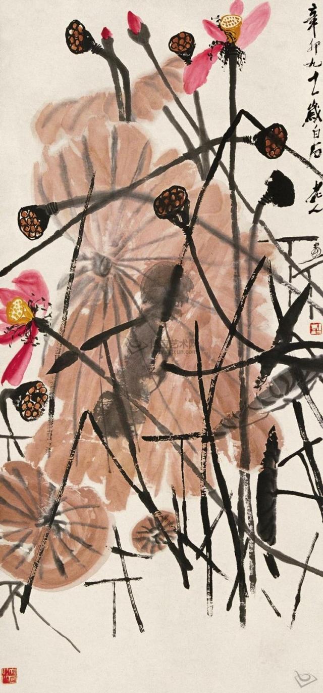 夏日清凉品味齐白石墨彩淋漓的红花墨荷