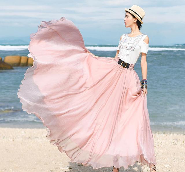 灵动半身长裙,海边彰显婀娜多姿|民族风|裙子|裙摆_新浪新闻
