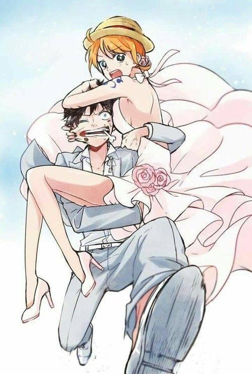 海贼王7对情侣婚纱照想看女帝和娜美同时亲吻路飞吗