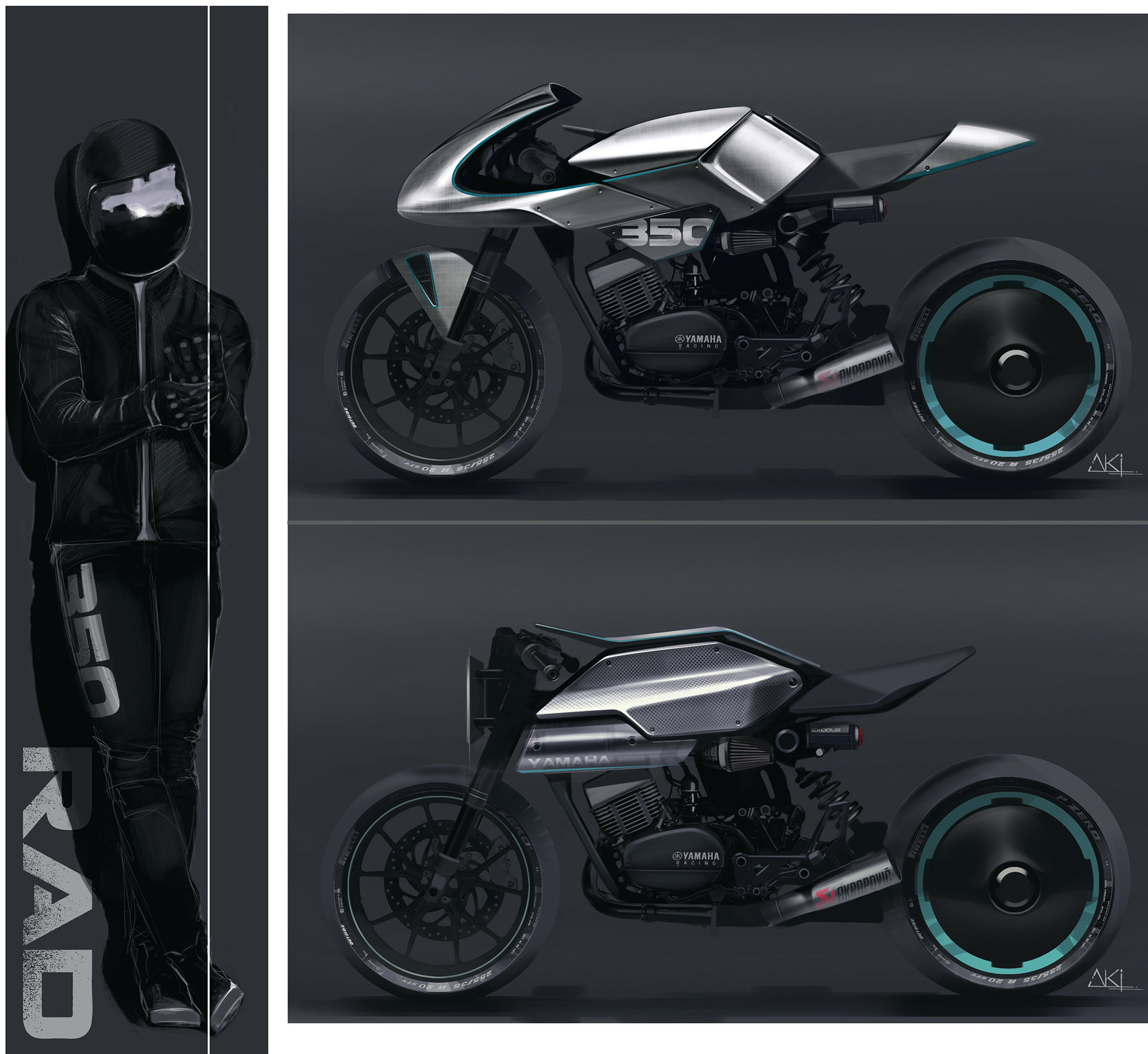 大佬们的摩托车设计手绘稿.