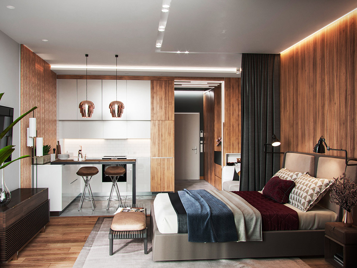 高端华丽的一居室公寓装修设计(4)