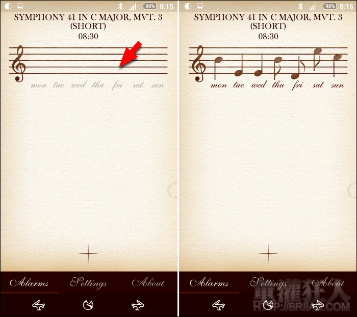 的鬧鐘app不錯,從操作介面到鬧鐘音樂都很古典,鬧鐘設定像寫五線譜,內