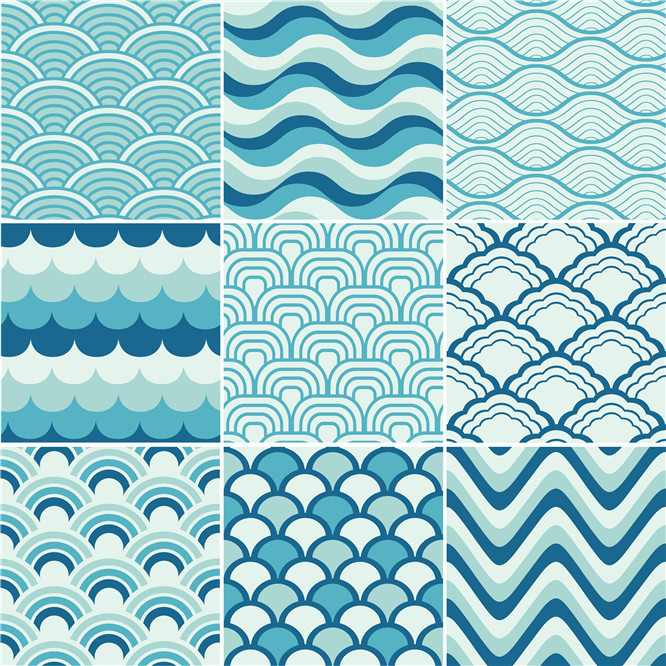 蓝色海洋海浪波浪蓝色纹理纹路平铺底纹ai矢量设计素材更多详情