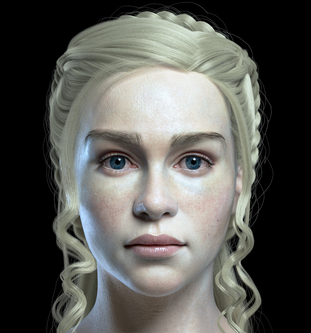 国外大佬做的3d龙妈头部模型做得和真人一样