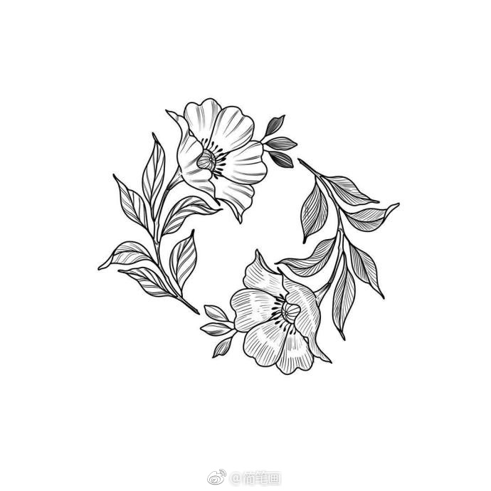 花卉白描手绘线稿bynathalybonilla