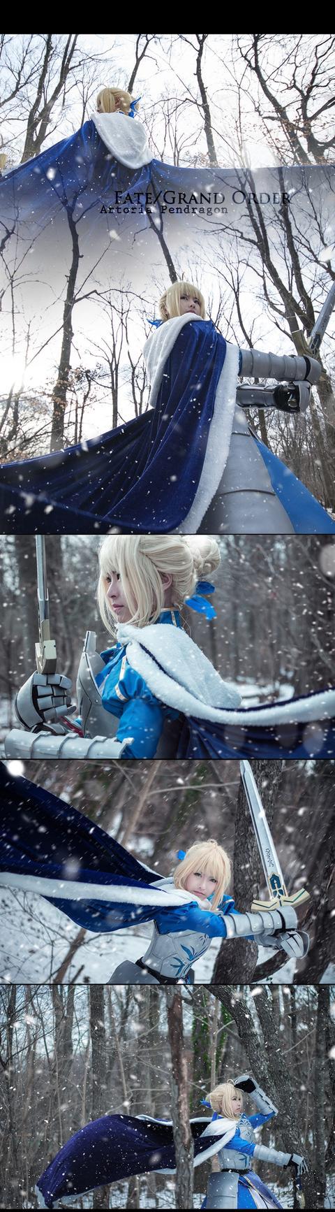 吾王saber蓝战棉被王,冰雪中也可飒爽英姿的吾王cos