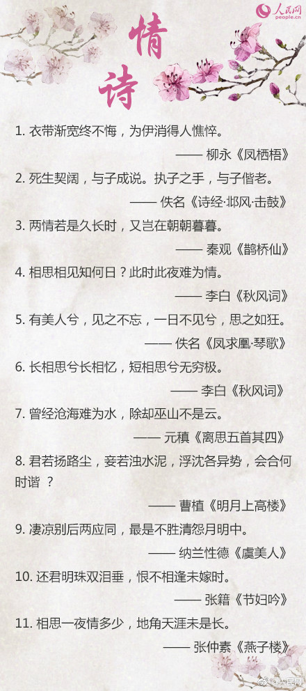 古人教你如何写情书！99句绝美情诗