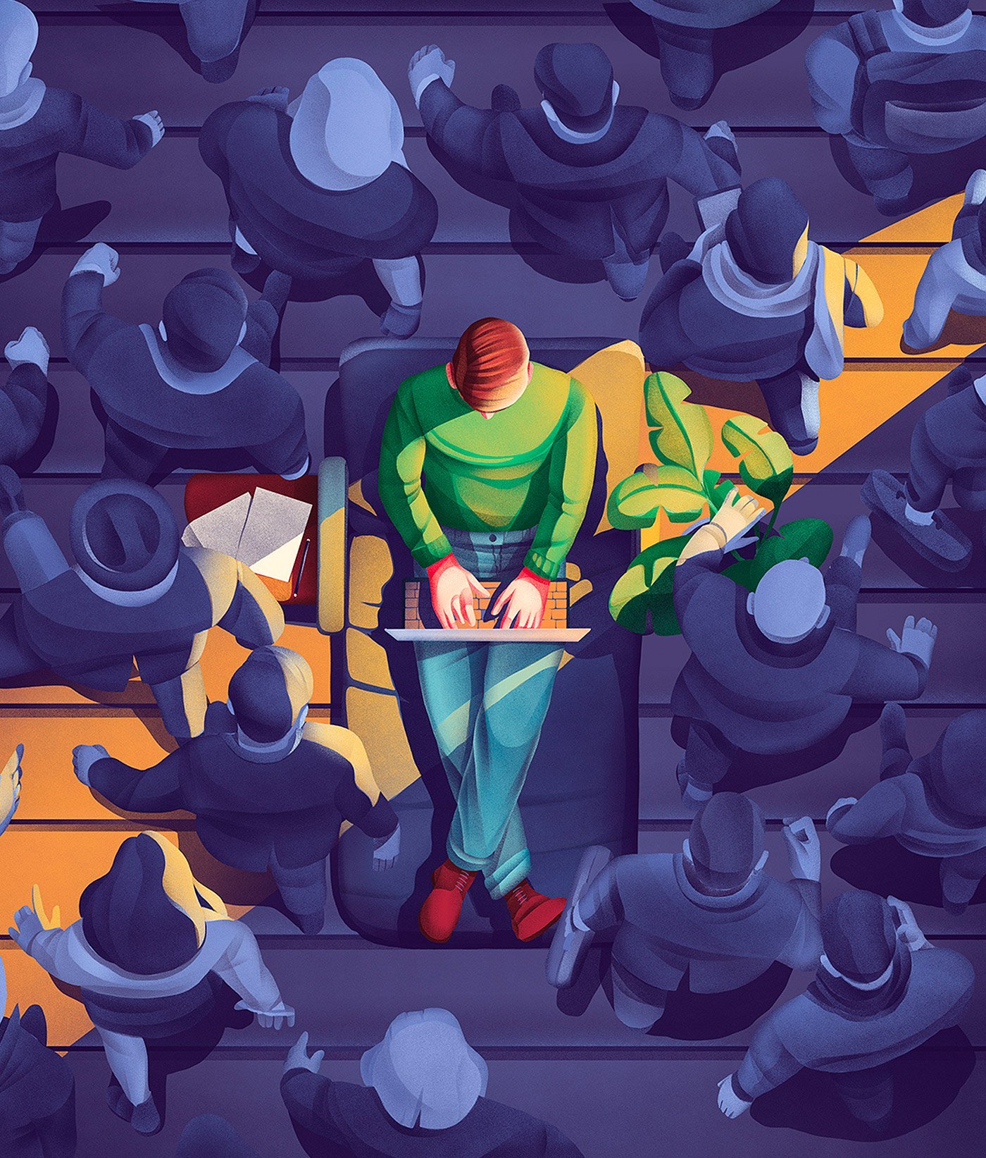 巴黎的自由艺术家florent hauchard关于未来生活的精彩插图.