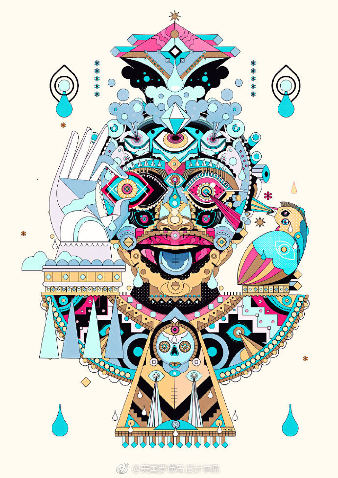 来自法国艺术家yoaz脑洞大开的脸谱插画作品