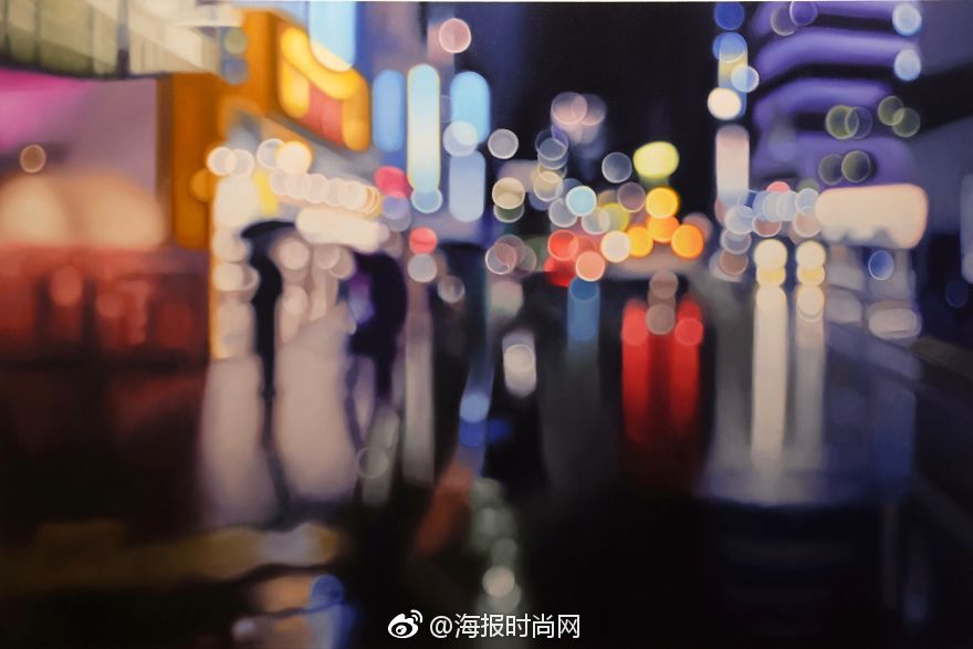 近视眼中的模糊世界,被画家philip barlow用油画描绘了出来