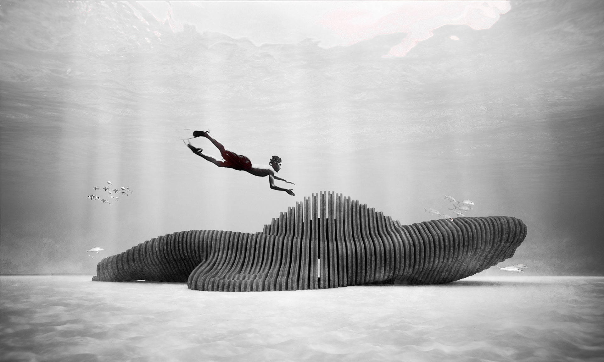 灵感与创意来自深海中的鲸鱼.用建筑的手法来做家具,很惊艳的说