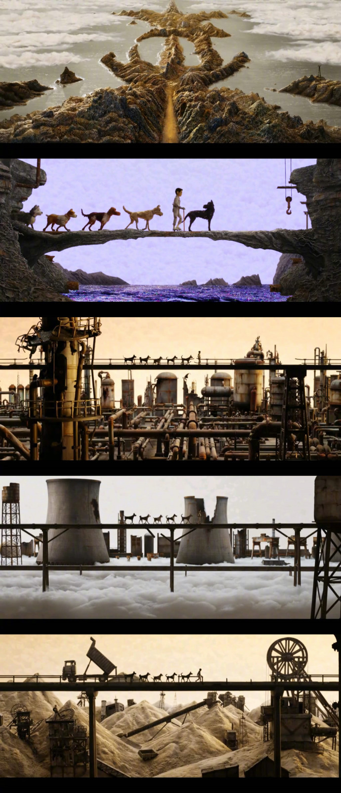 电影《犬之岛》,这对称的视觉构图以及绚丽的色彩,强迫症的福音啊