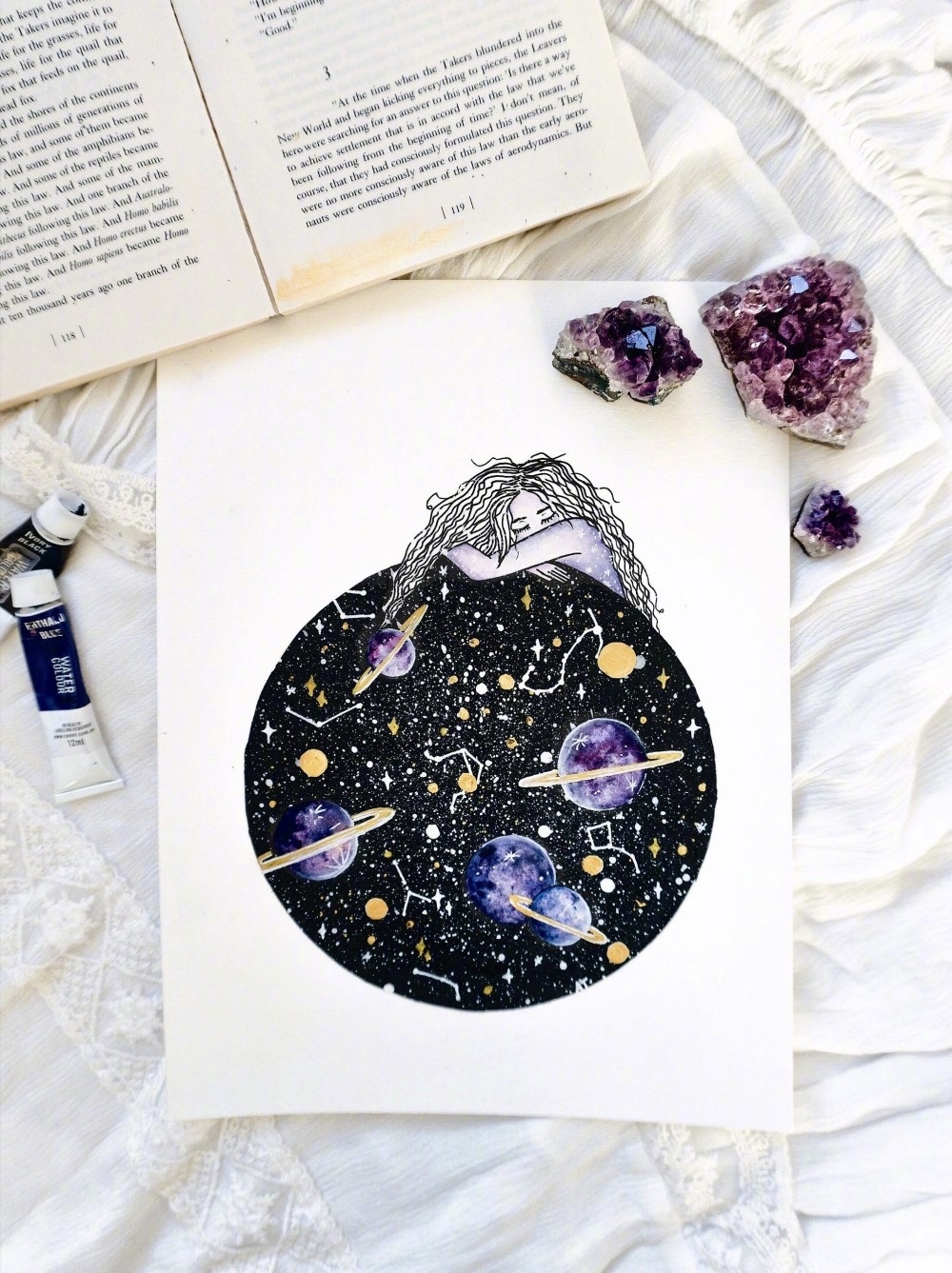 星球水彩画 插画师:annie tarasova