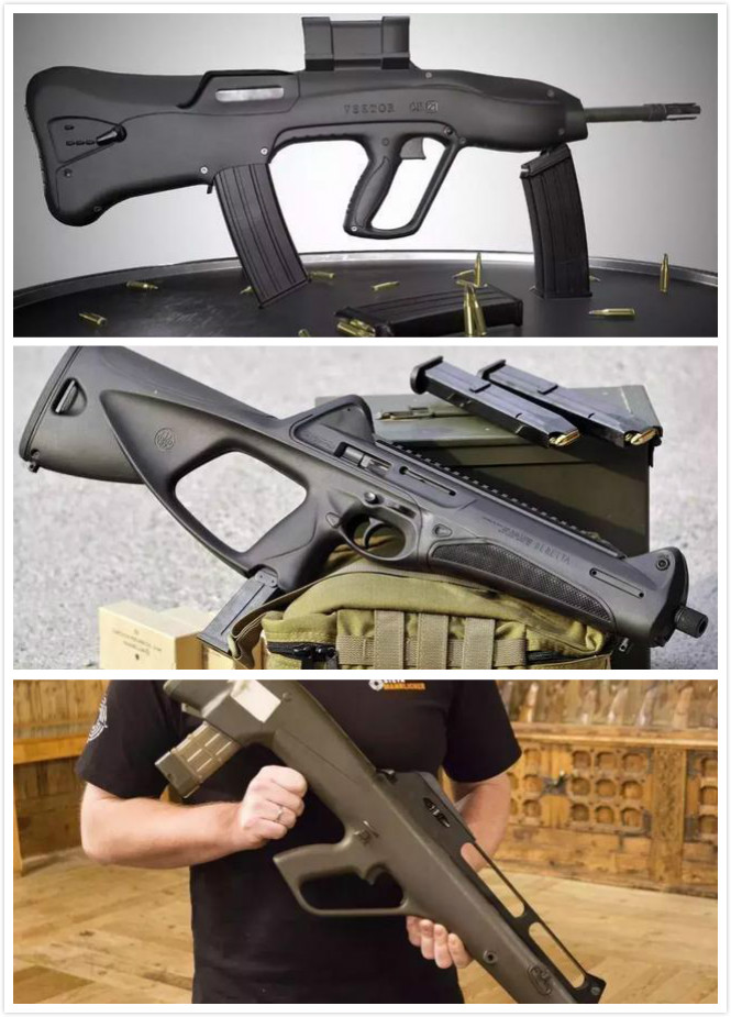 科幻的无托步枪自上而下是:南非cr-21步枪,伯莱塔cx卡宾枪,斯太尔acr