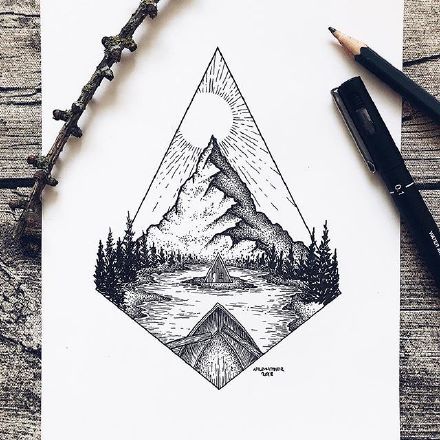 黑白风景画插画丨画师wildwither