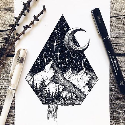 黑白风景画插画丨画师wildwither