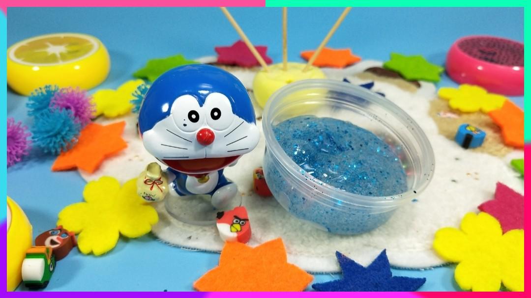 机器猫哆啦a梦水晶泥史莱姆,色彩学习行为艺术,亲子手工diy