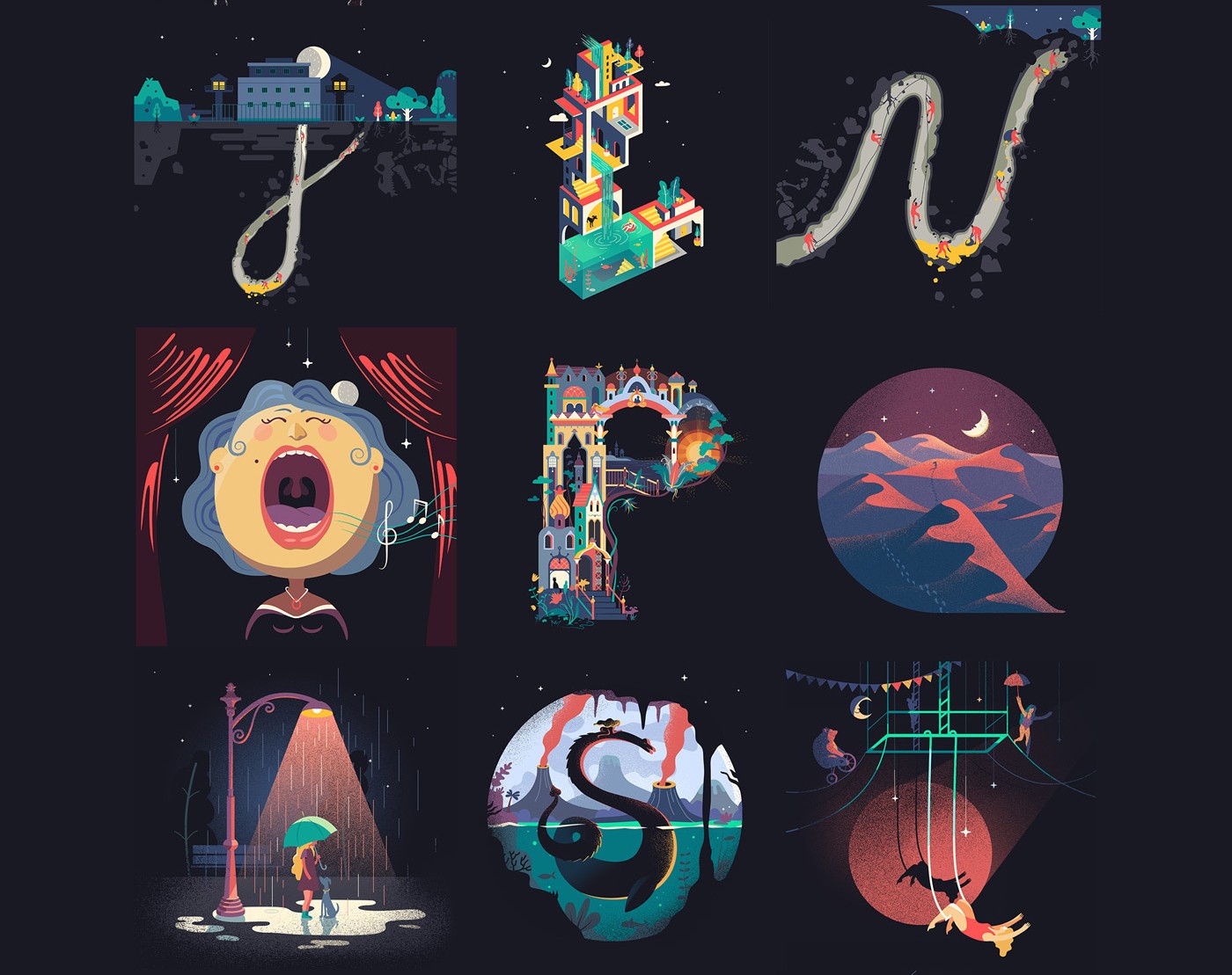 一字一世界,这么复杂还好看的字母设计不多见了