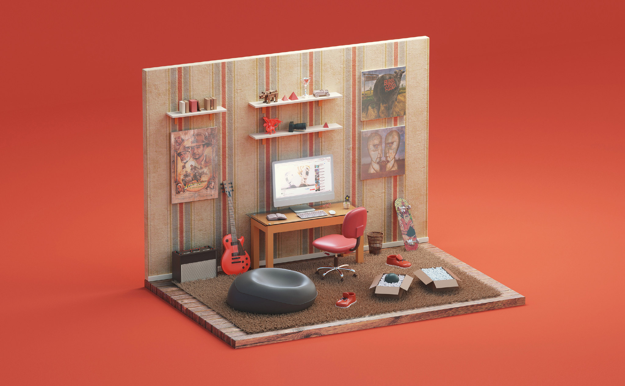 彩色迷你工作室设计.