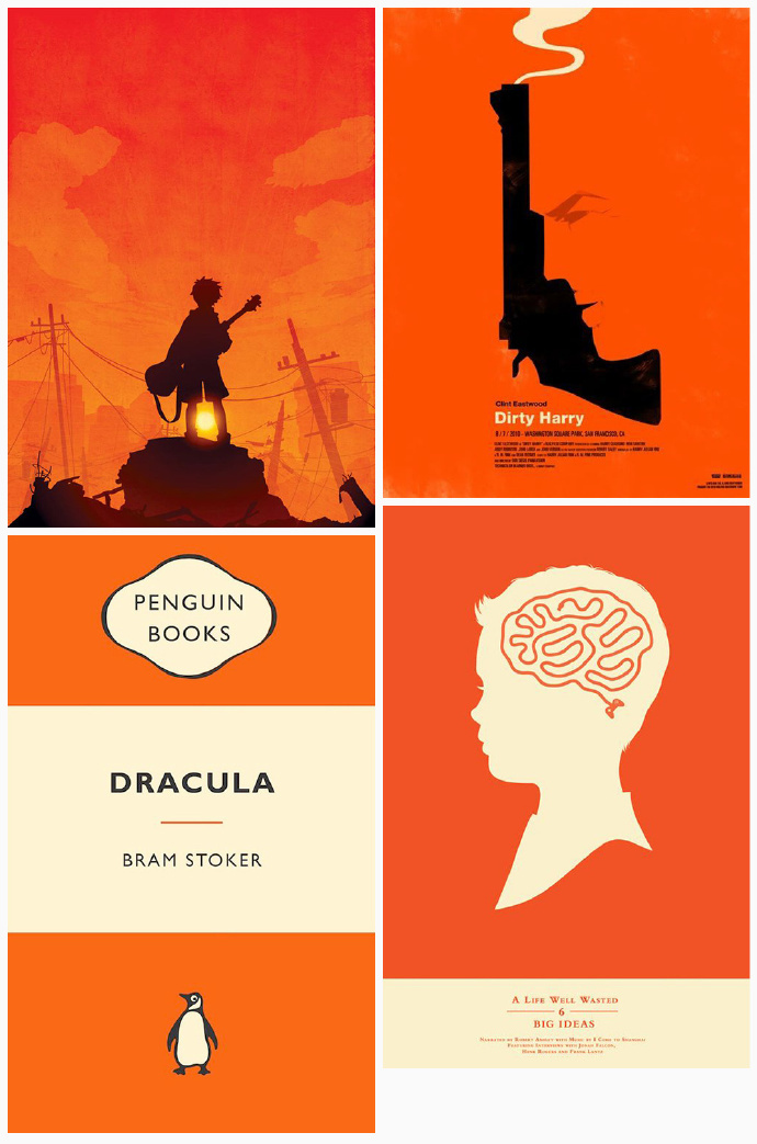 一组橙色海报设计精选.