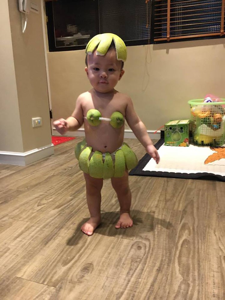 宝妈帮儿打造柚子比基尼仙子 网友 等长大在他的结婚典礼上放