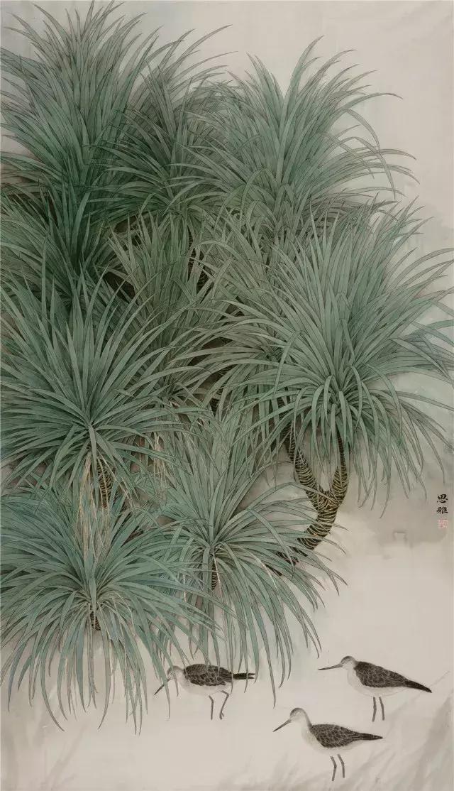 200cm×118cm 纸本设色▲陈钰|蹑苍苔 200cm×115cm 纸本设色▲刘颐东