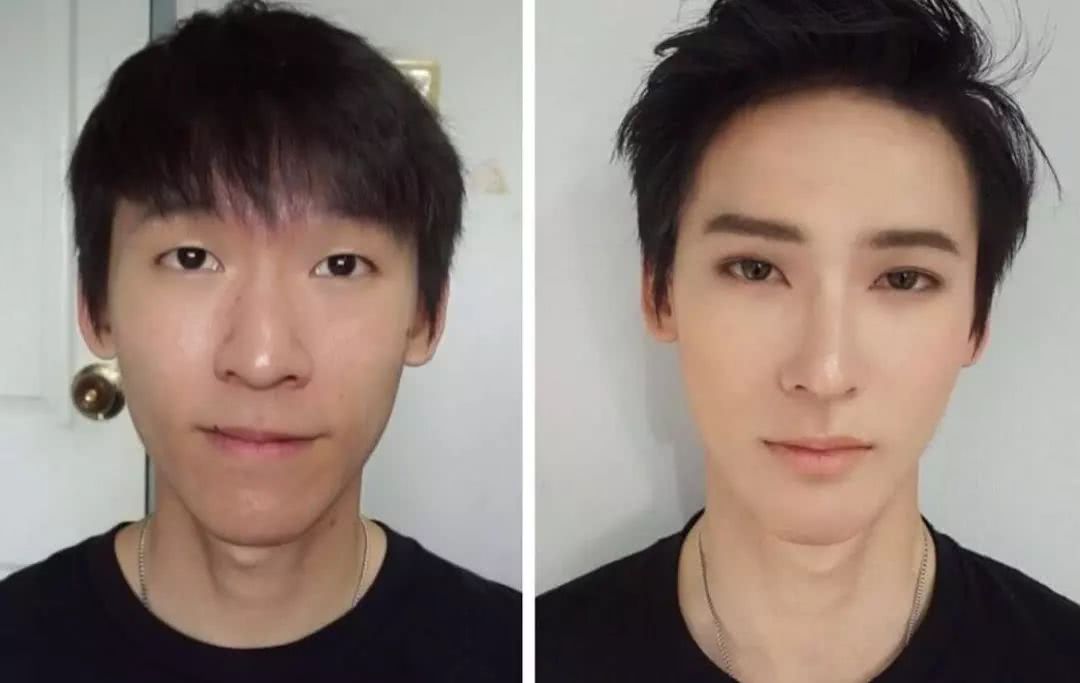 看多了女生化妆前后对比,今天就来带大家看看男生版的