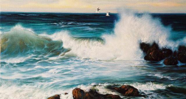 专门画海的油画家陈明油画大海系列作品欣赏