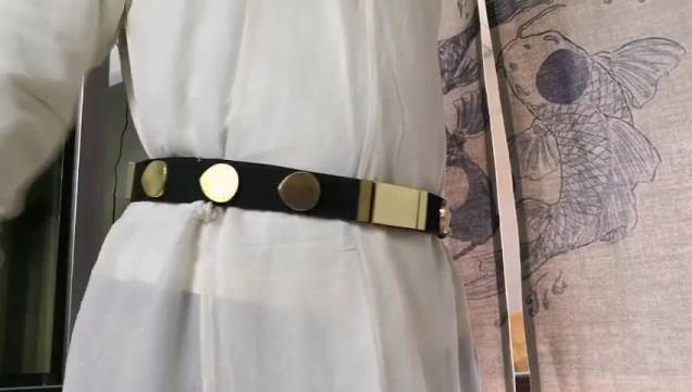 「天赋」明代式镜面仿金黄铜带板革带——上身测试一下效果
