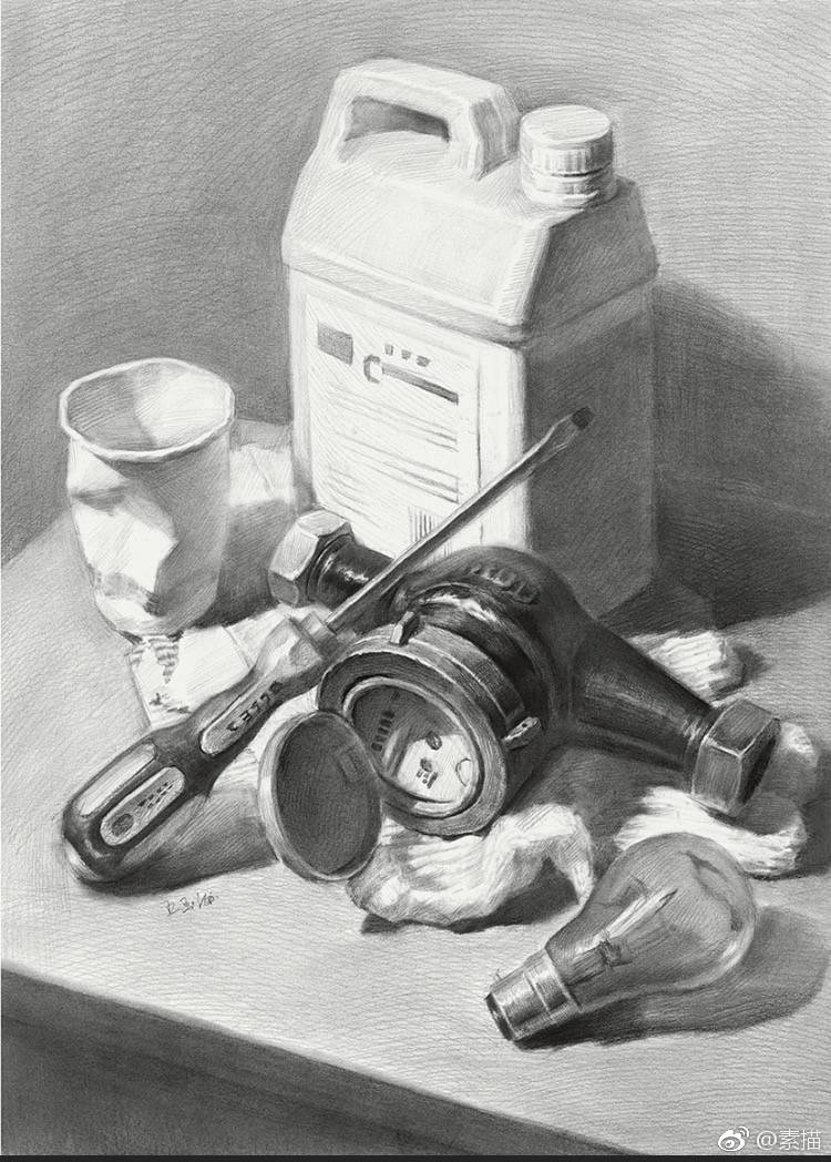 生活类的静物素描作品
