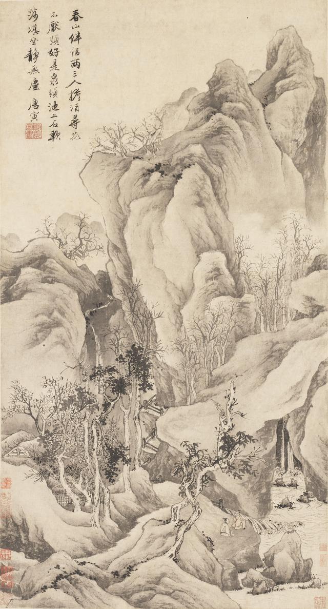 阳阳说画每日一副精美国画明唐寅春山伴侣图欣赏