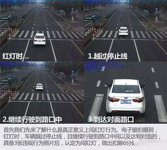 电子摄像头会拍三张照片,只要三张照片都齐了,才会最终被判定为闯红灯