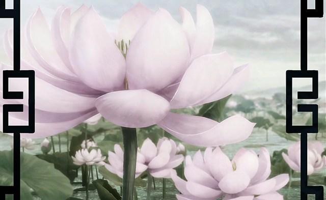 其中,六张景色图是描写莲花坞云梦江家的.