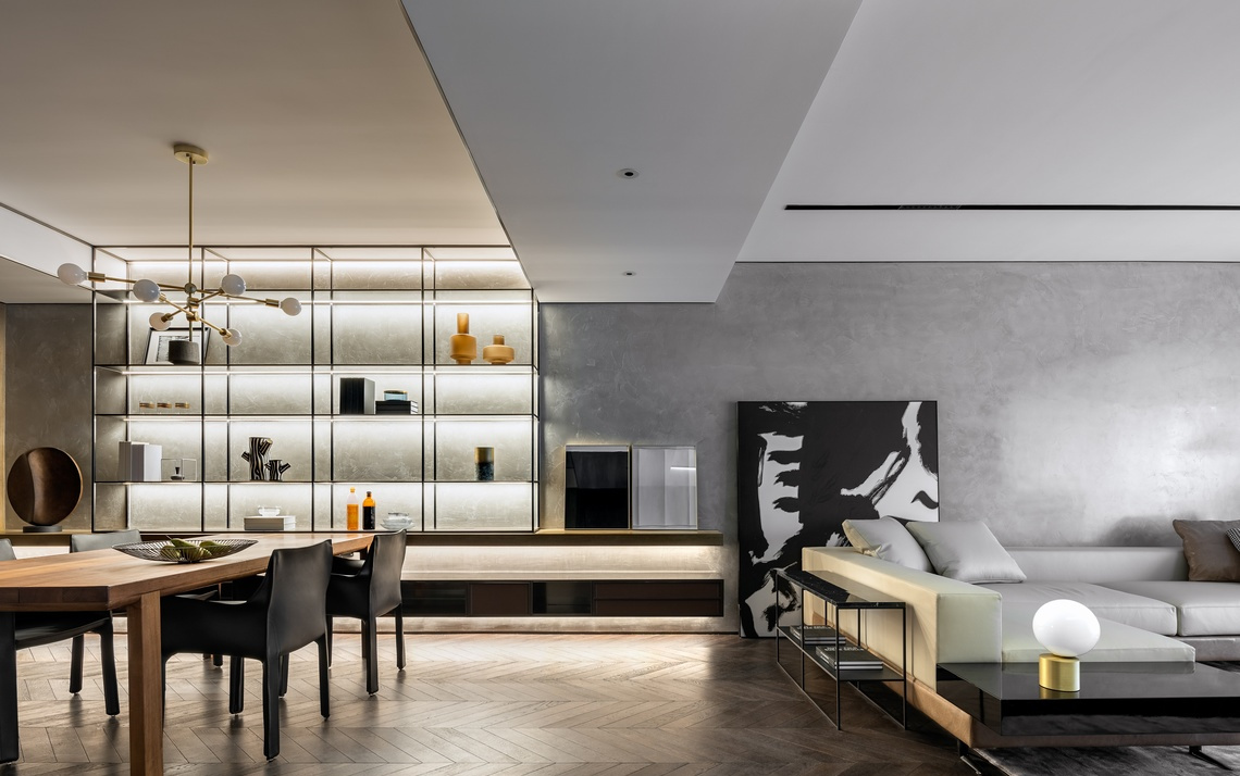 上海陆公馆 / 壹舍设计-方磊设计师事务所 从玄关进入便是开放式格局