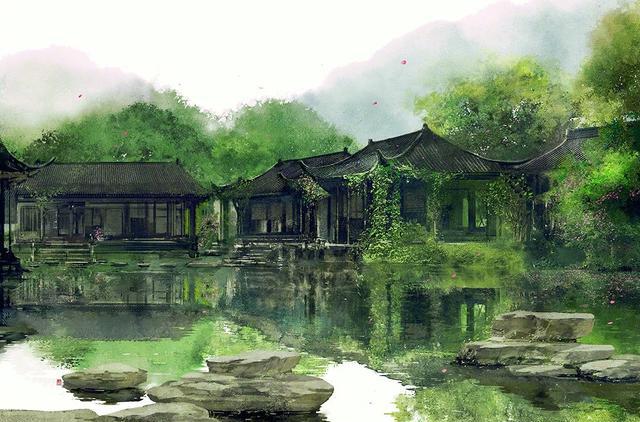 古色古香的庭院手绘欣赏
