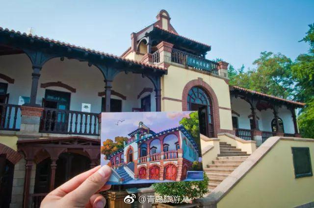 跟着美美哒手绘明信片游青岛|旧址|康有为故居|公主楼|医药商店|明信片_新浪新闻
