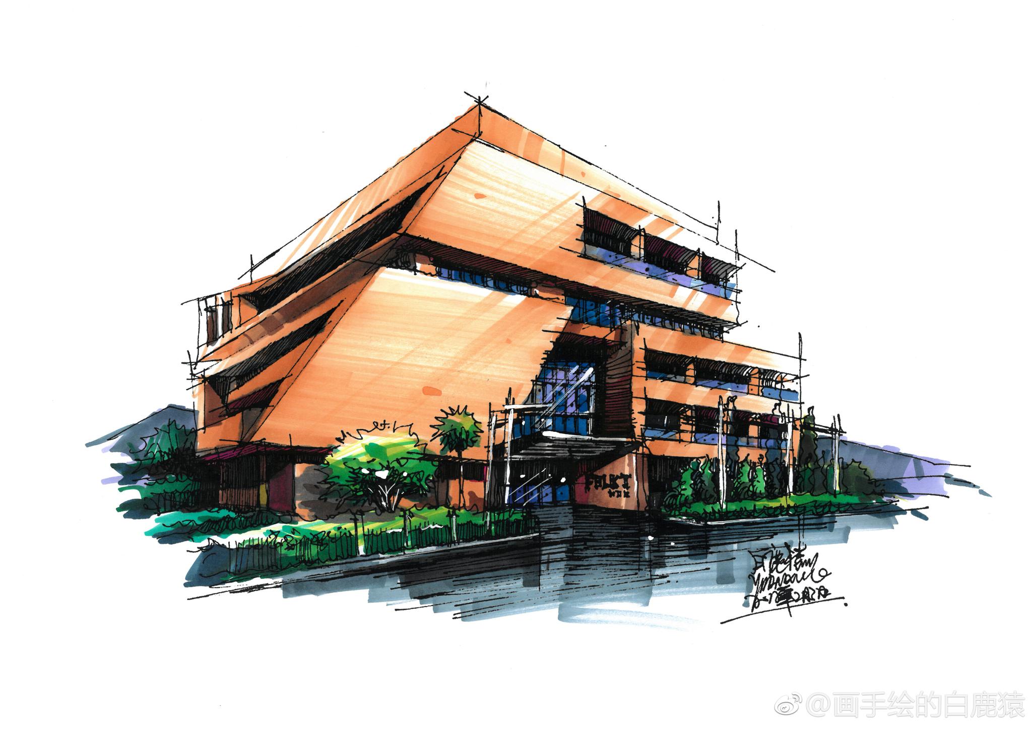 干货,干货,马克笔建筑手绘上色集合,欢迎喜欢的小伙伴转发,点赞