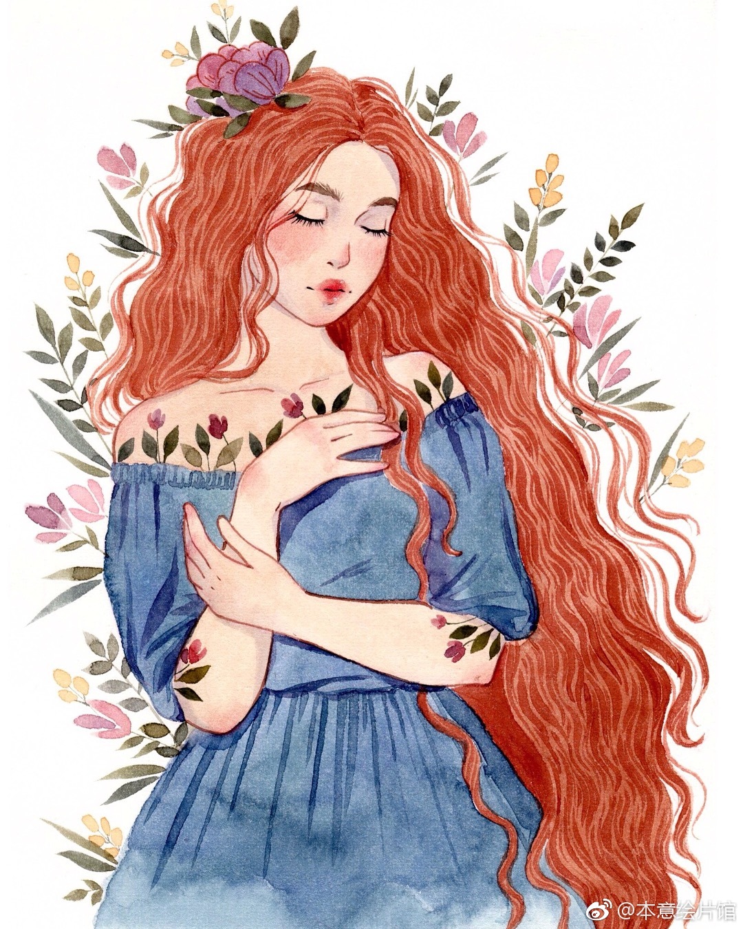 水彩女孩. | ins:liyadraws