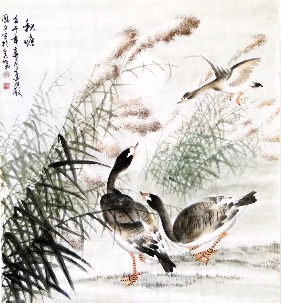 好美的水墨大雁!