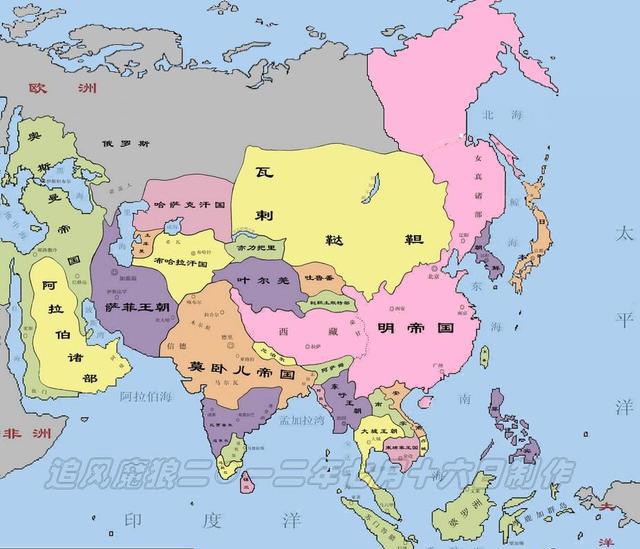 七十三十五十六十七世纪的亚洲历史地图