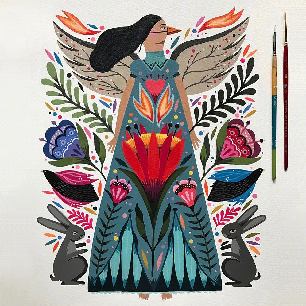 传统民族特色手绘作品 插画师 maya hanisch
