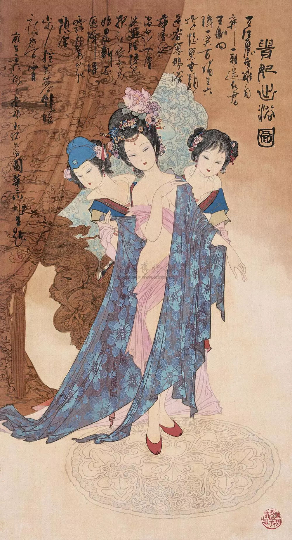 历代名家笔下的贵妃出浴图香艳至极