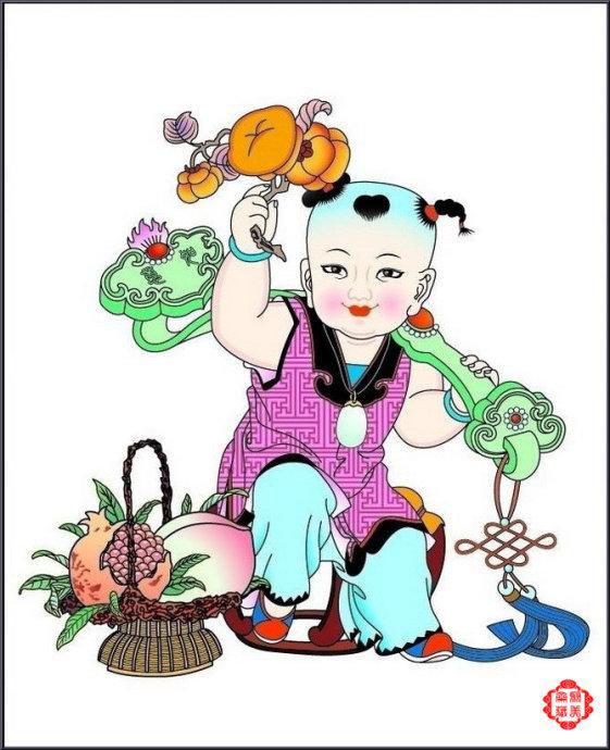 百子吉祥如意图