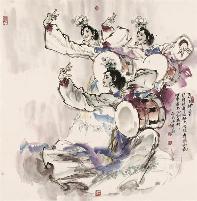 陈玉先水墨写意民族舞蹈人物:形象千娇百媚,个性鲜明生动!