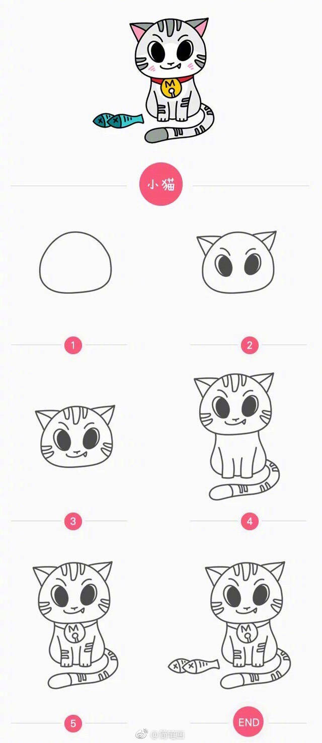 小动物简笔画步骤教程码住和家里孩子一起画
