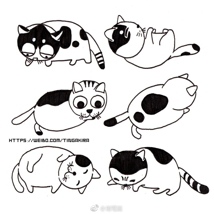 圆滚滚的简笔画猫咪小合集(by:@桃涩桃涩 ) 67