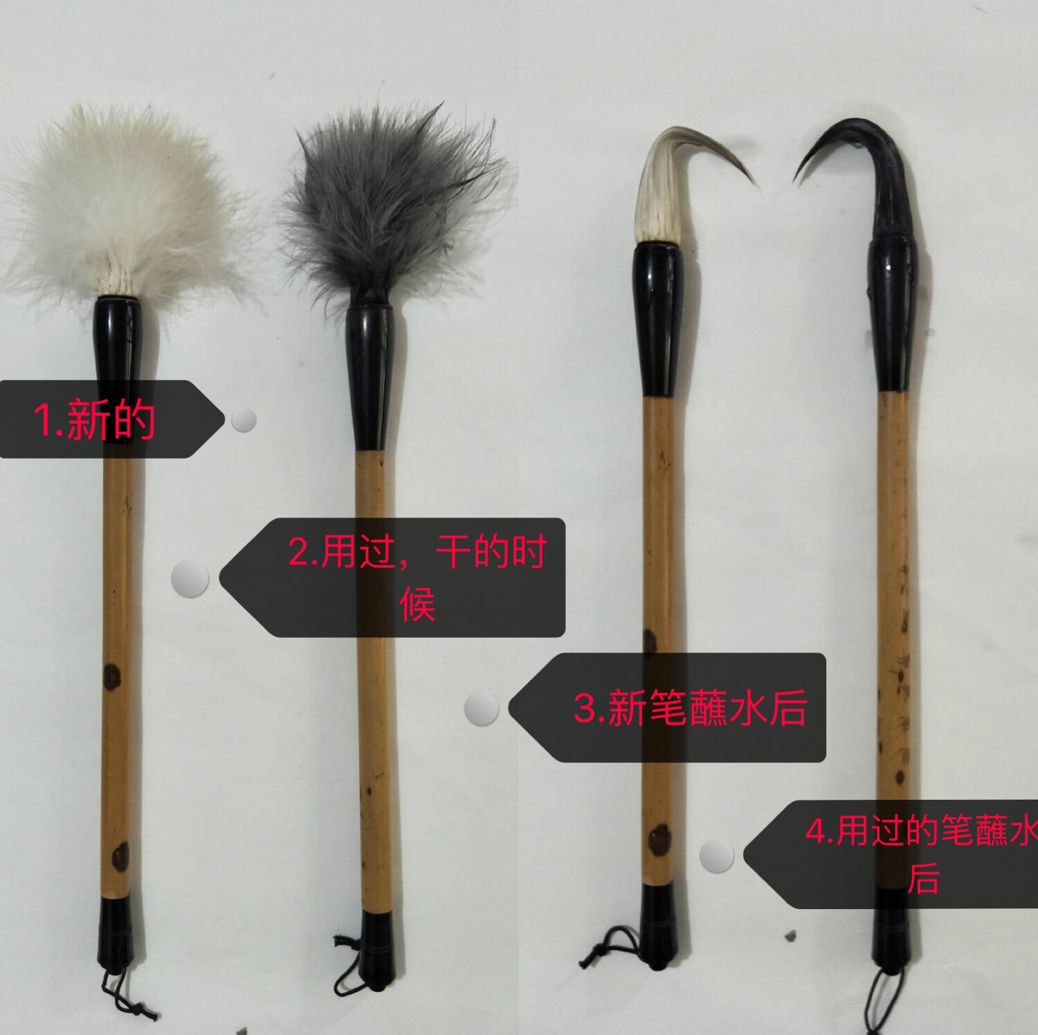 鸡毫笔是毛笔中最柔的一种,需有深厚的书写功力和经验者才能作书.