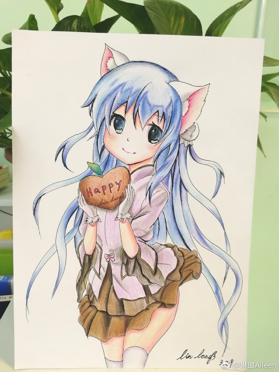 彩铅漫画一枚巧克力甜心