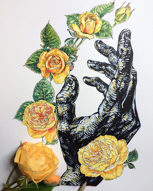 一有温度的手掌题材插画作品展示