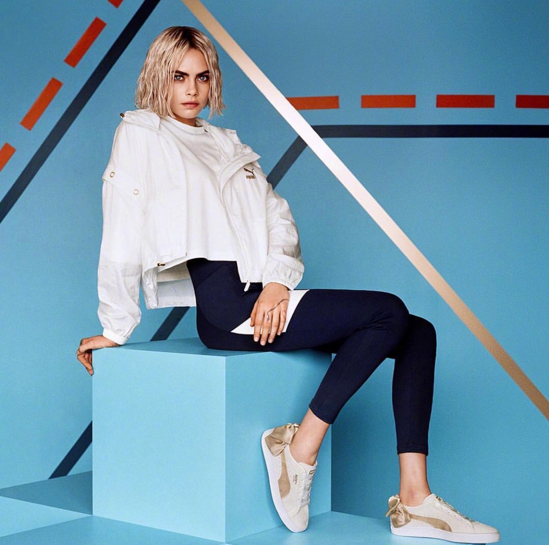 卡抽cara delevingne出镜代言puma最新suede bow varsity系列大片